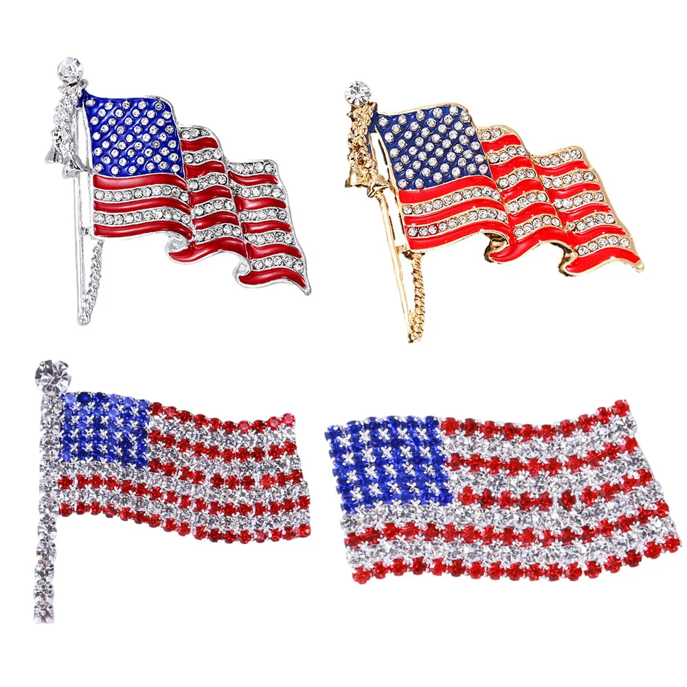 American Flag Brooch United States Rhinestone National Emblem Brooch