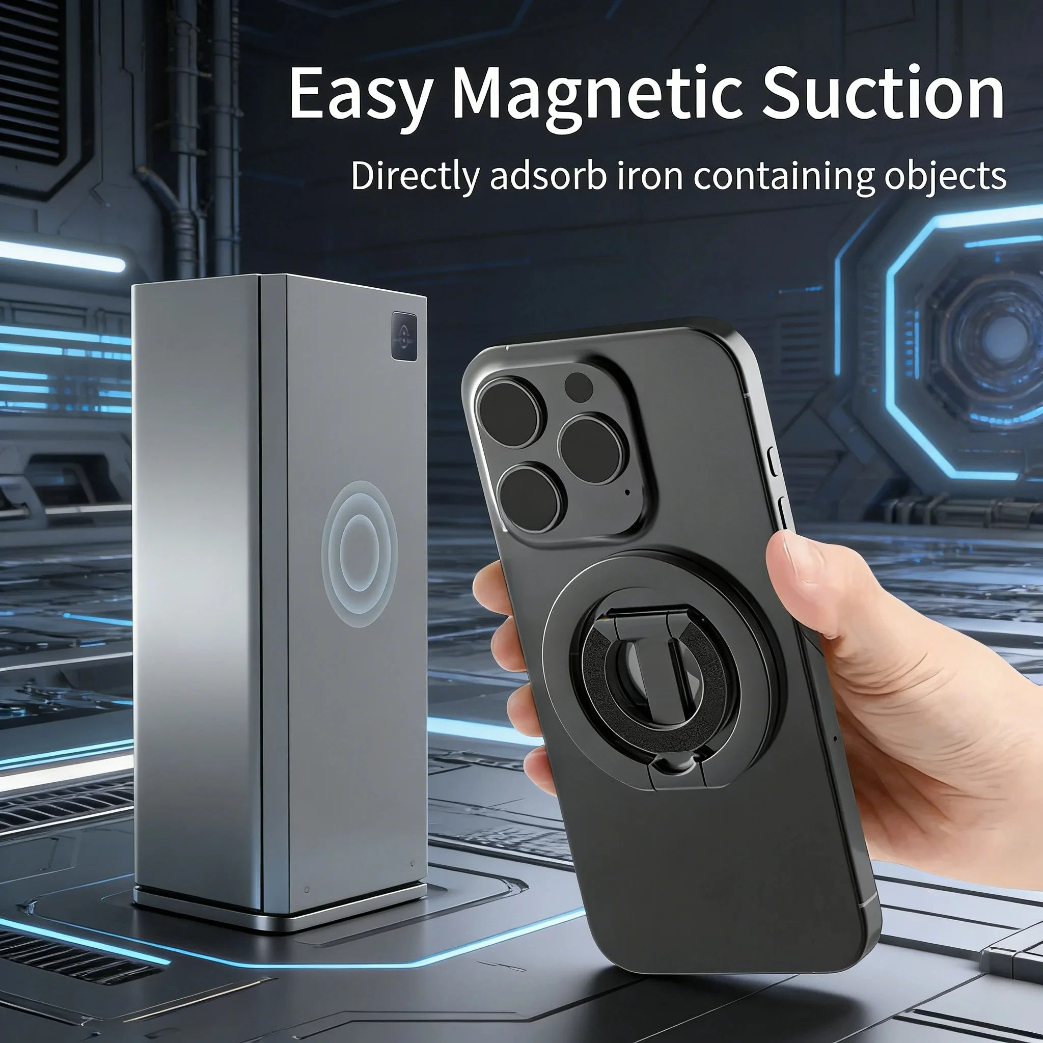 Ultra Thin 360° Rotatable Magnetic Ring Holder with Double-Sided Strong Grip