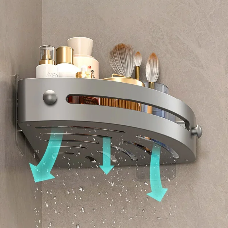 Three Layers Bathroom Nail-free Shelf Shower Corner Shelf Plastics Shampoo Shelf Shower Supply Storage Bathroom Accessories 4