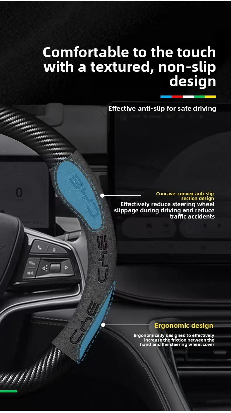 For BYD Tang, Song, Yuan, Ming, Qin PLUS, Han EV, Yuan Pro, Frigate 07, Dolphin, car, suede steering wheel cover