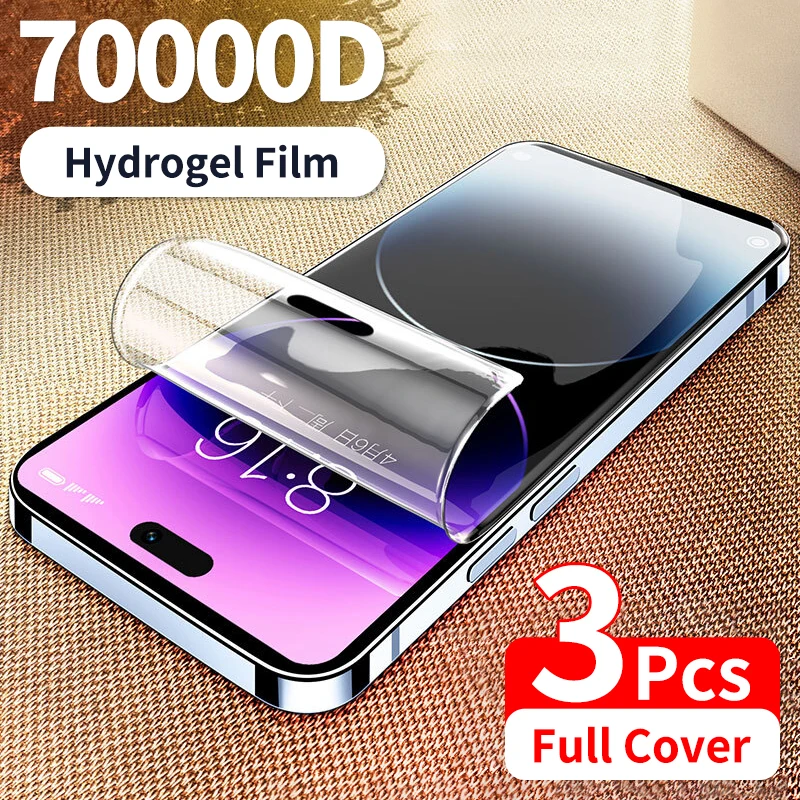 3Pcs Full Cover Hydrogel Film For iPhone 15 14 13 12 11 Pro Max 6 7 8 14 15 Plus Screen Protector For iPhone XR XS Max Not Glass