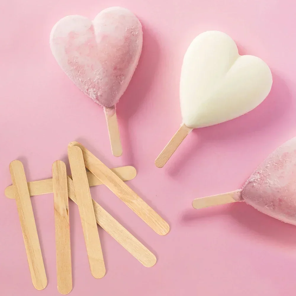 100/350PCS Cream Wooden Sticks for Ice Cream Bars New Summer Hot Sales Mini Silicone Ice Cream Popsicle Mold Kitchen Accessories