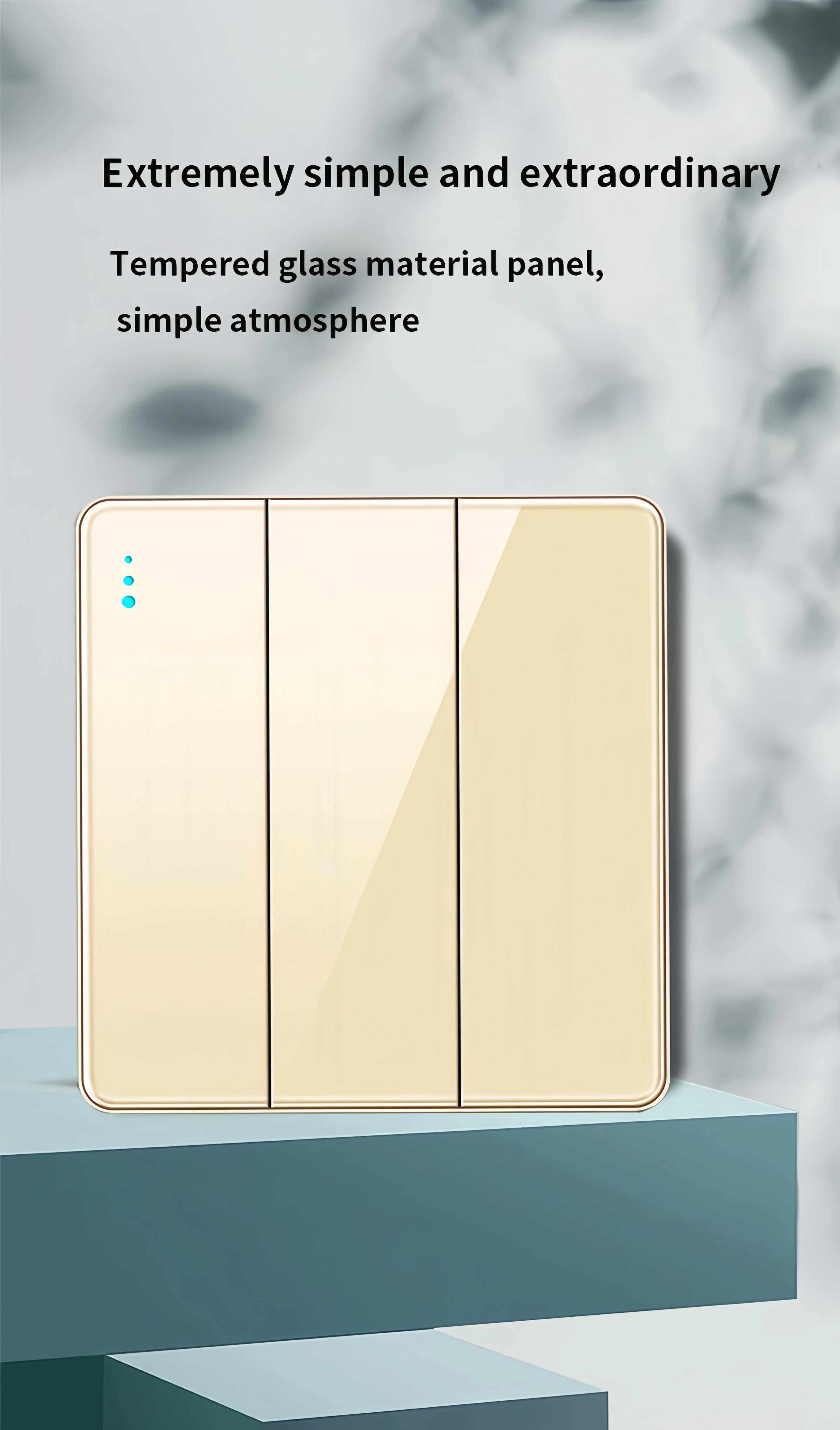 UK 13A USB wall socket gold glass panel