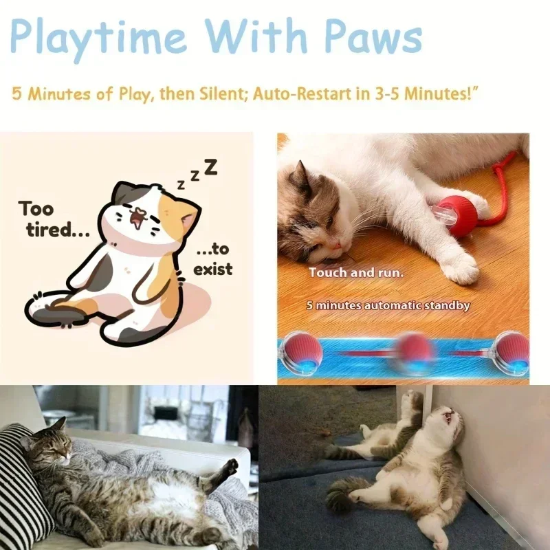Cat Toys Rechargeable Pet Interactive Automatic Rolling Ball Toy Simulated Tail cat toys