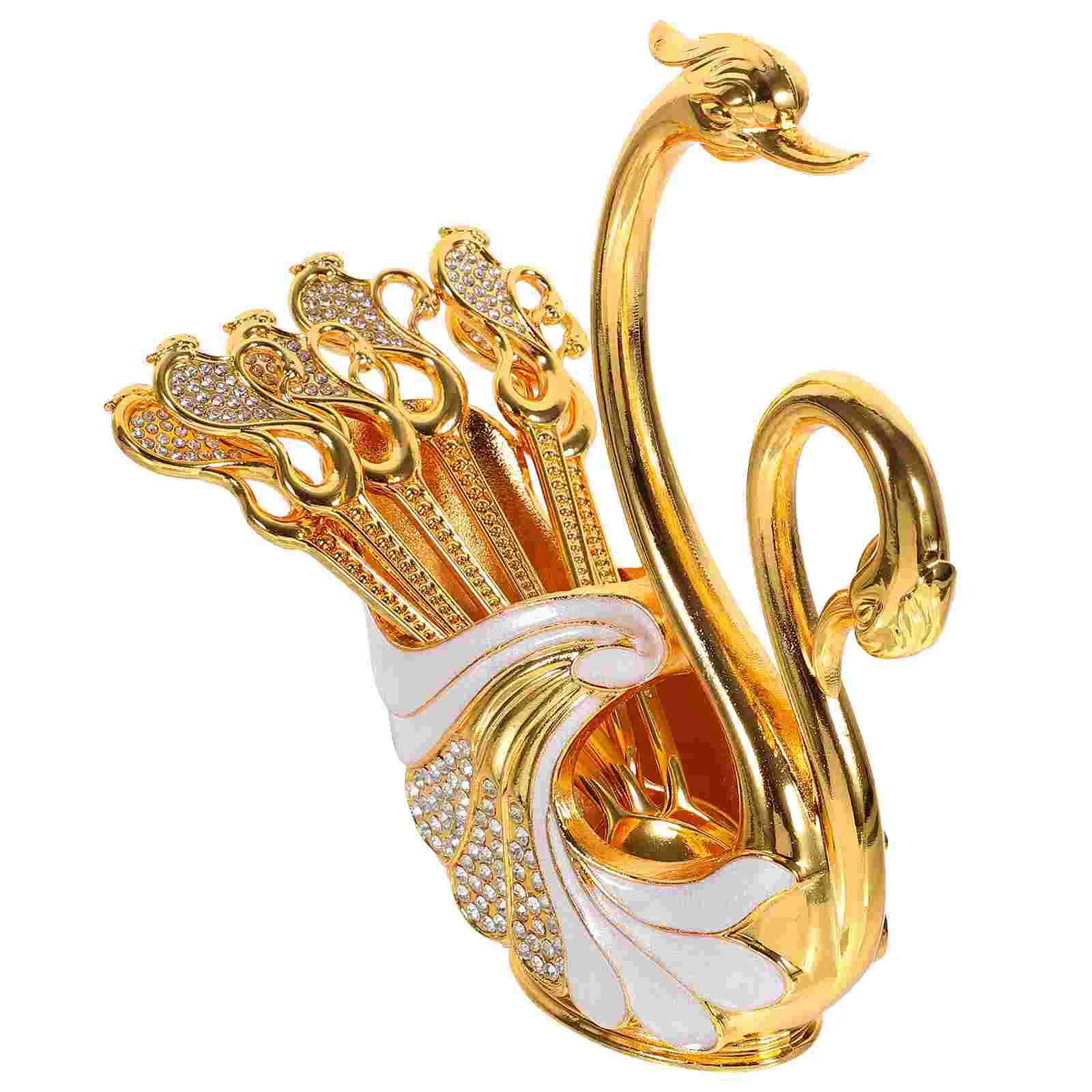 

Swan Base Holder Coffee Dessert Dinner Spoon Set Metal Coffee Spoon Organizer Teaspoon Fruit Dessert Flatware Sugar Ice Cream