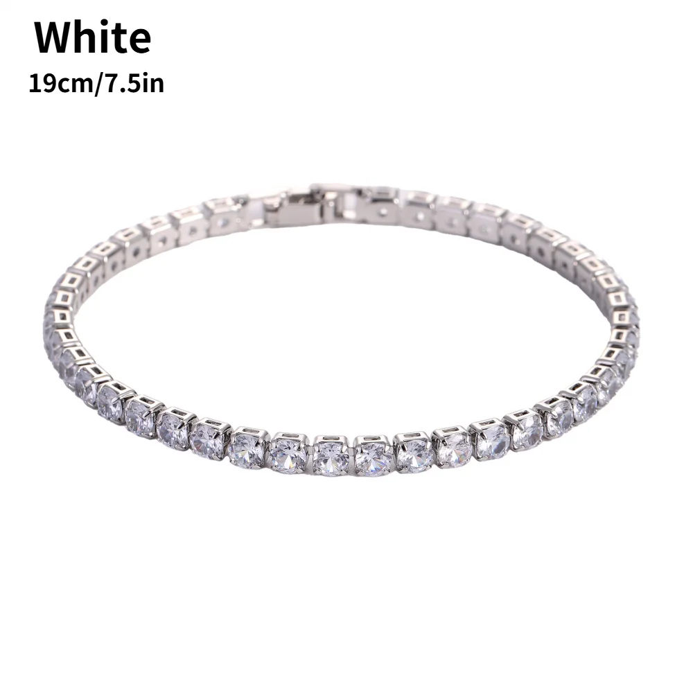 Sparkling Multicolor Tennis Bracelet with White Gold Plated Chain