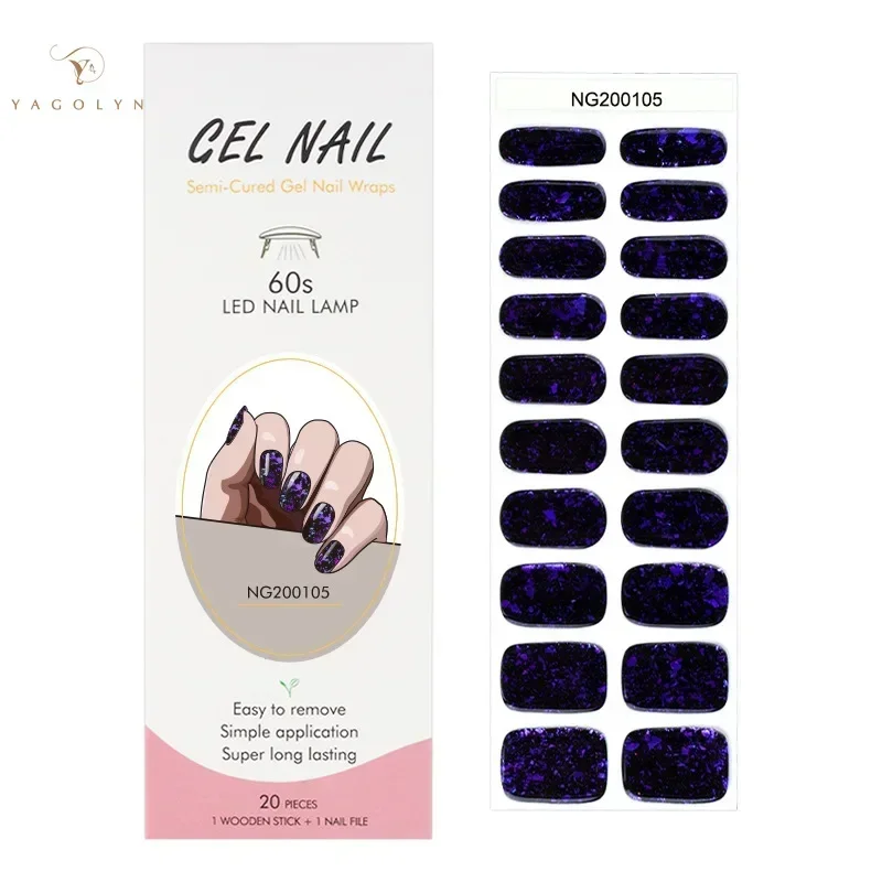 16/20/22Tips French Semi cured Gel Nail Strips Adhesive Waterproof Full Cover