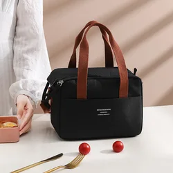 Stylish Women's Thermal Insulated Lunch Tote - Waterproof Bento Cooler Handbag (Black)