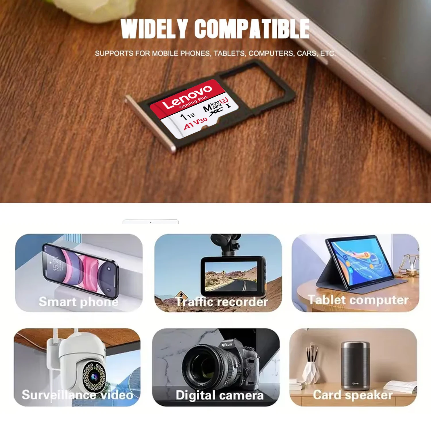 레노버 1TB 마이크로 SD 카드 고속 플래시 메모리 카드 512GB 256GB 128GB 클래스 10 U3 V30 방수 SD 카드 (닌텐도 스위치용)