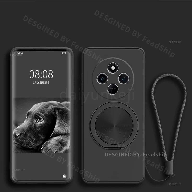 Silicone Phone Case with Magnetic Holder and Screen Protector - Soft Cover with Bracket