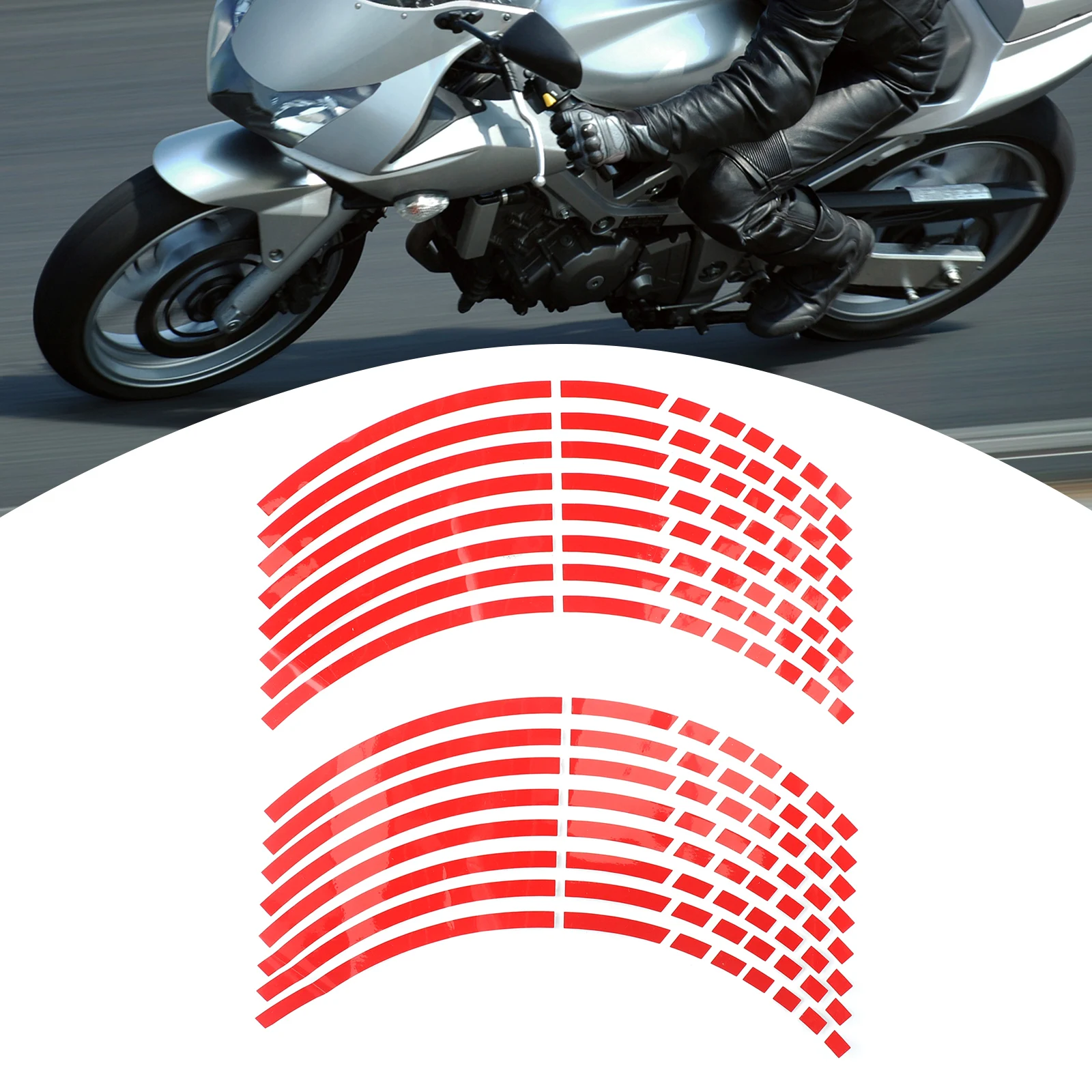 

Durable New Useful Car Wheel Rim Sticker Tire Sticker Replacement Strip Universal Accessories Car Edge Red 1 Set