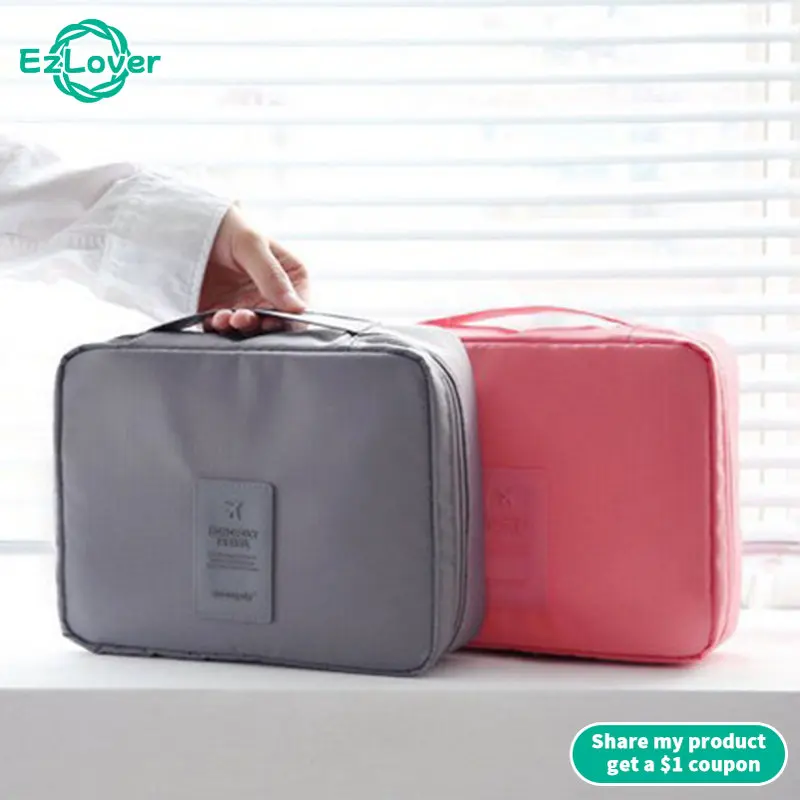 

Travel Cosmetic Bag Women Zipper Make Up Bag Polyester High Capacity Makeup Case handbag Organizer Storage Wash Bath Bag