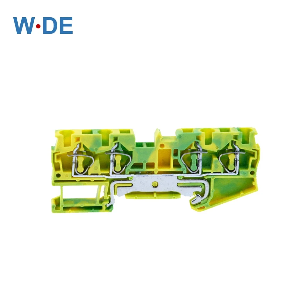 Blocos Terminais Din de Trilho Conectores de Retorno tipo Puxador de Mola com Quatro Condutores Blocos de Terminais de Solo pe 10 Peças