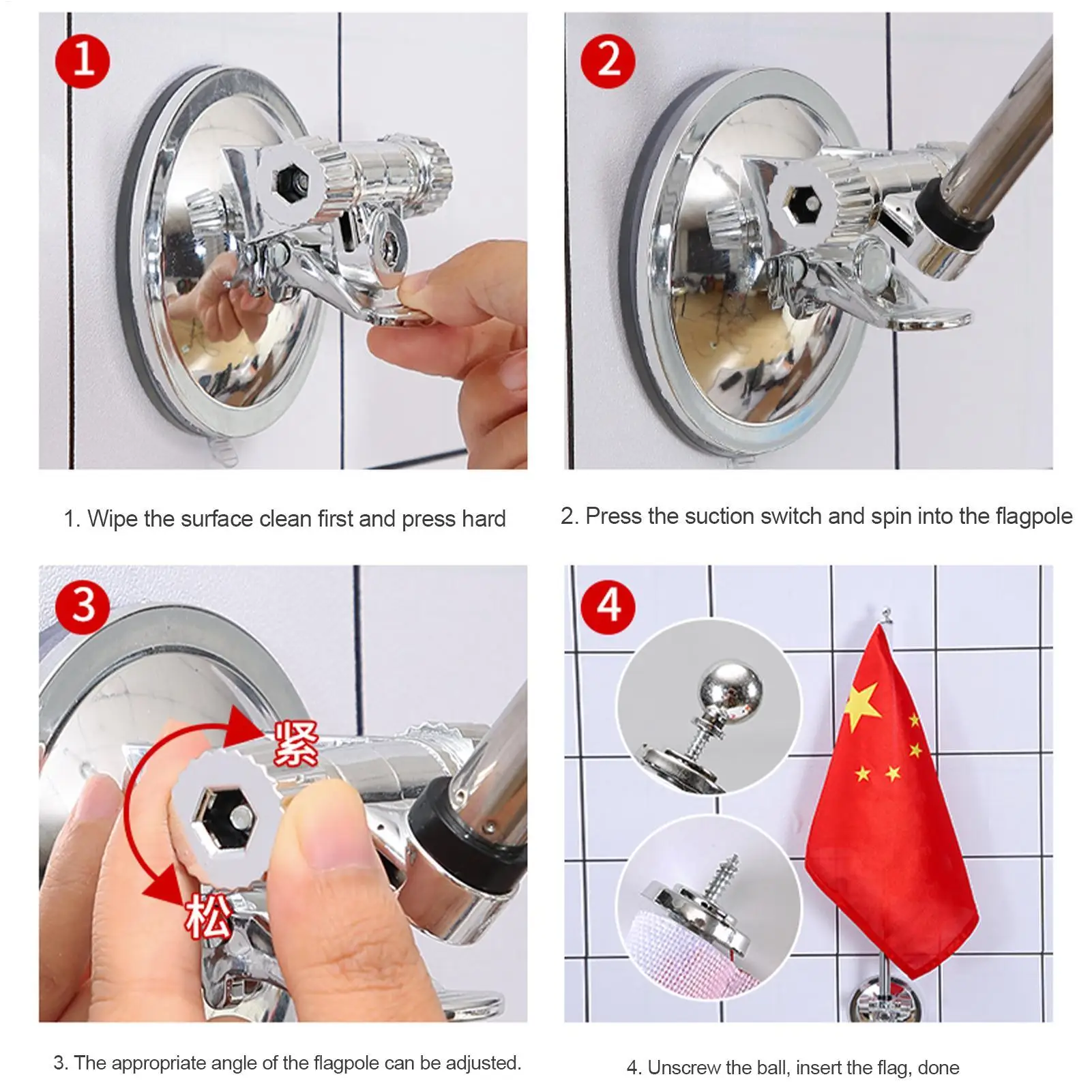 Suction Cup Flag Pole Mount Car Flagpole Mount Bracket Flag Pole Bracket for Car SUV House Truck Flagpole Display Holder Flag