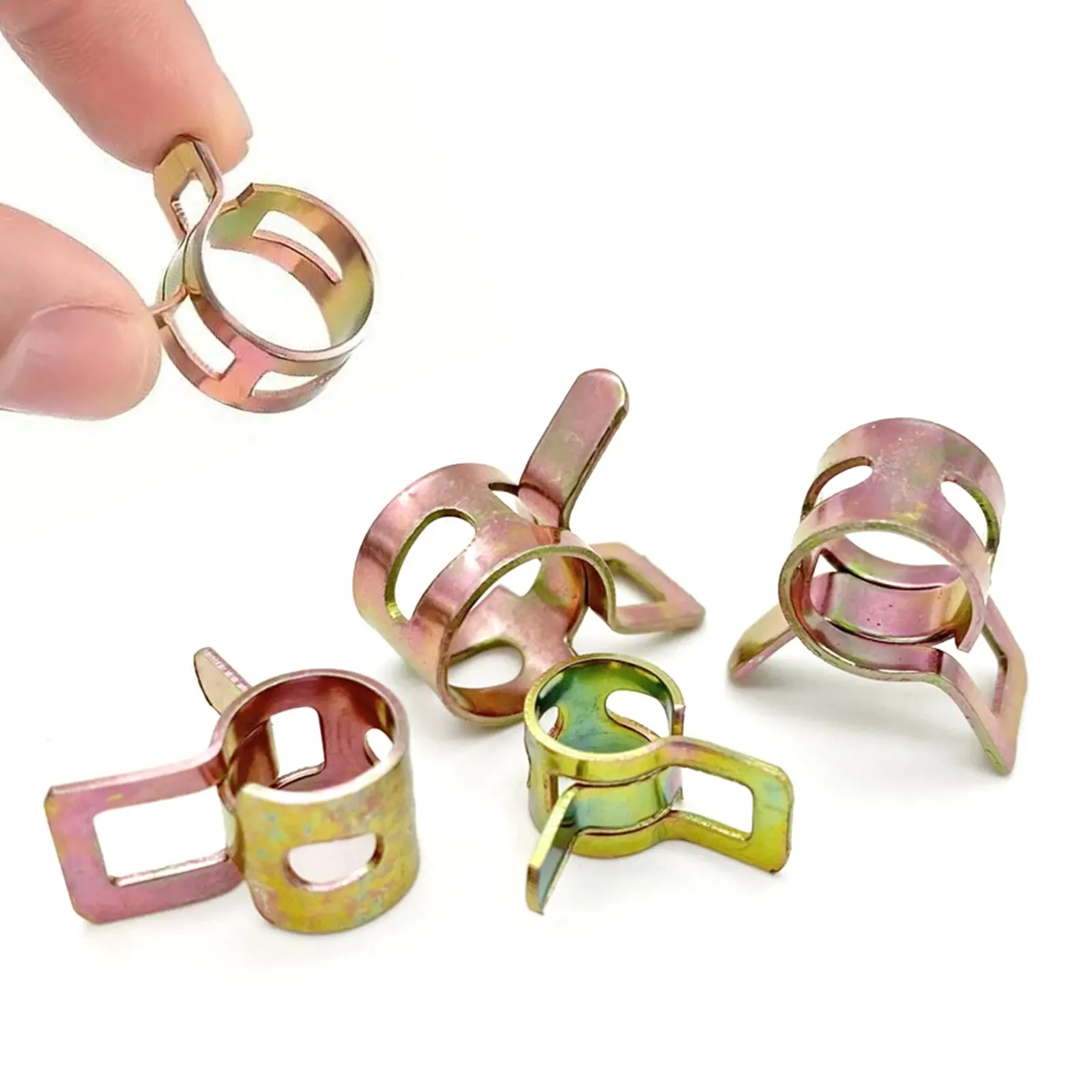 Hose Clamps 75Pcs 6-10mm Manganese Steel Spring Driven Hose Clamp Low Pressure Air Clamp Fastener Sorting Kit For Pipes Automobiles