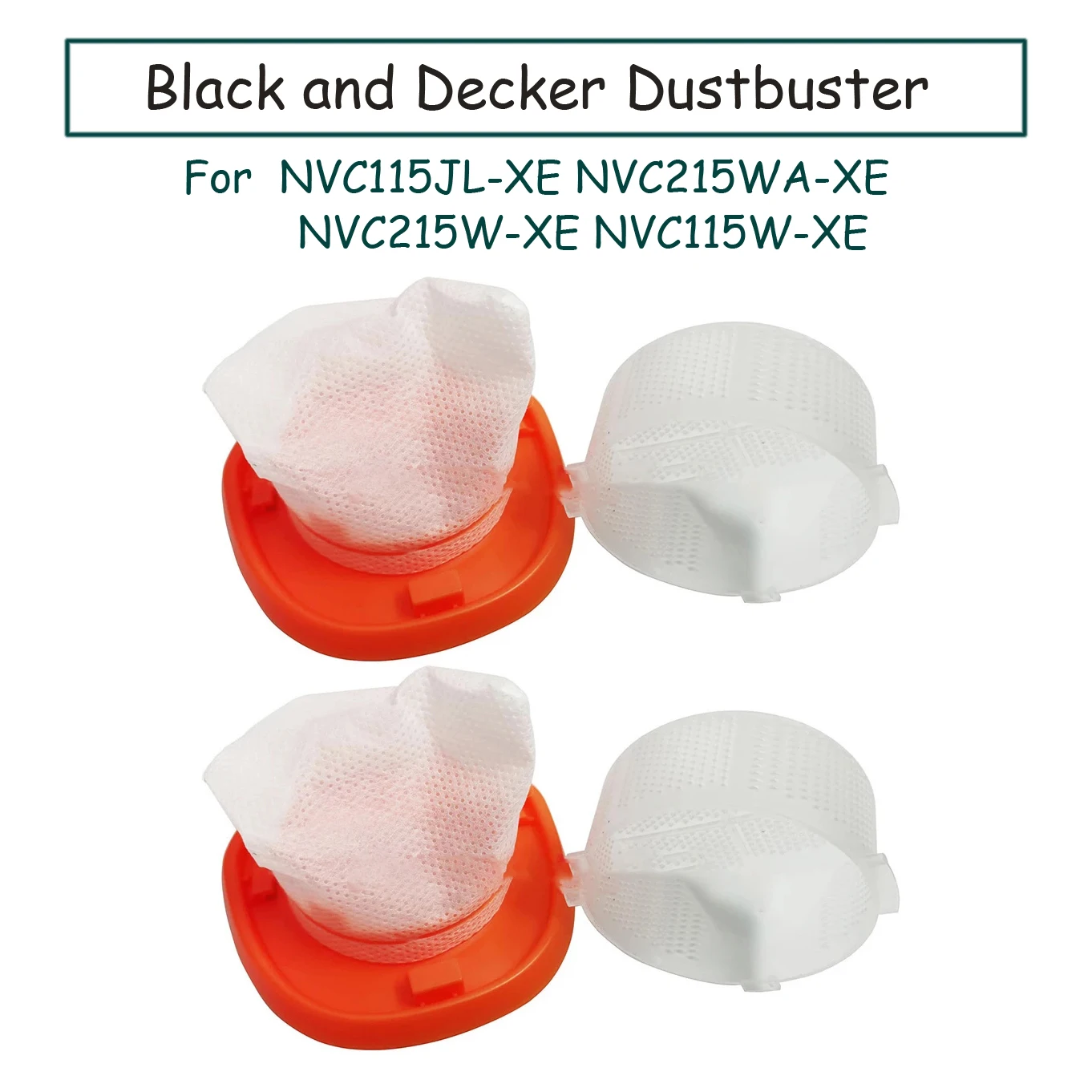 2 Filtri HQRP Per Aspiratore Black+Decker Dustbuster QuickClean Hand Vac HNVCF10 - Ricambio