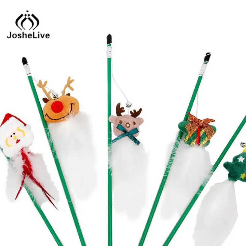 

Pet Toys Cat Teaser Rod Interactive Funny Cat Rod Christmas series cat toy doll old man reindeer Stick Pet Cat Accessories