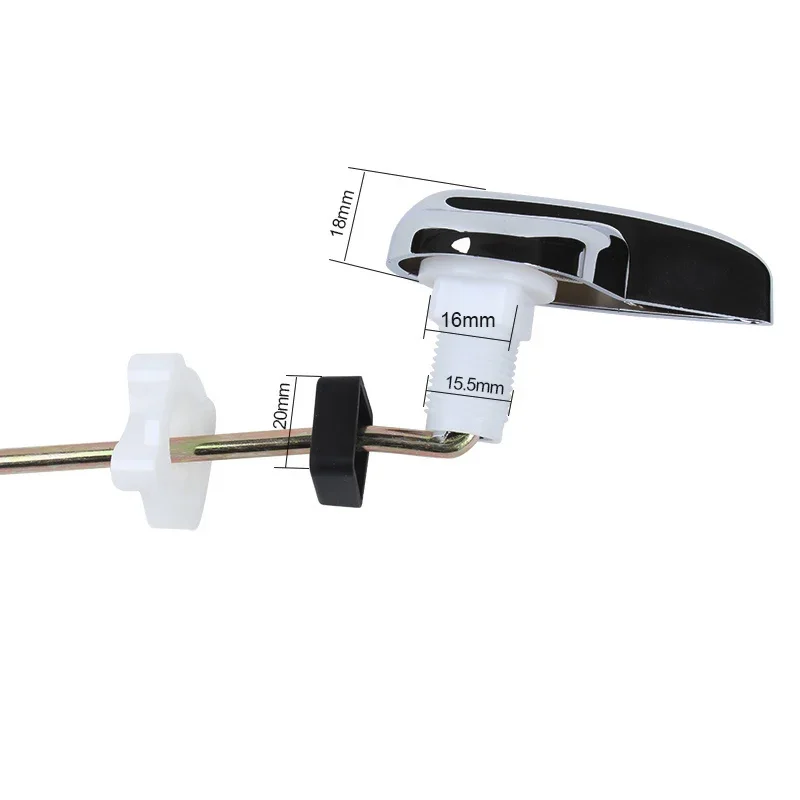 Description Picture 6 of itemUniversal Toilet Tank Flush Lever Handle Straight/Bent Rod Side/Front Mounted Big Button Adjustable Install Bathroom Replacement