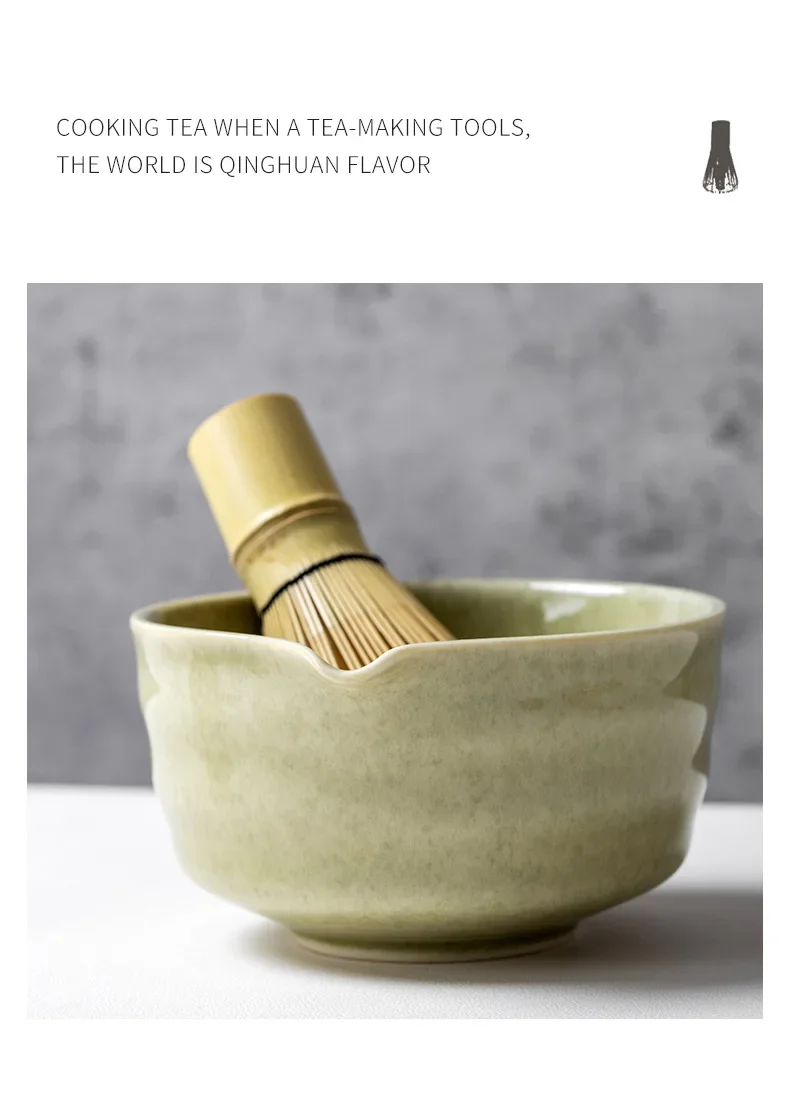 Description Picture 3 of item4/5/6PCS Matcha Set Bamboo Whisk Teaspoon Ceramic Bowl Tranditional Tea Sets Home Tea-making Tools Accessories Birthday Gifts