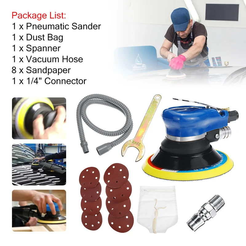 6 Inch Pneumatic Polishing Machine Orbital Sander Grinder Car Paint