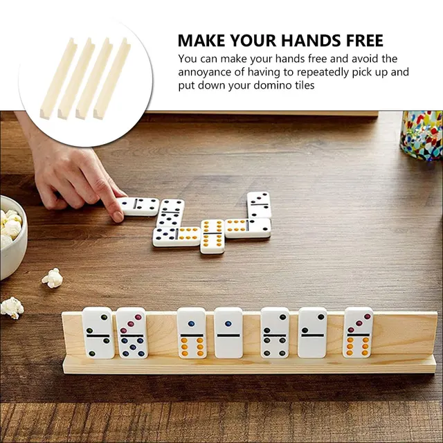 4Pcs 19Cm Wooden Diy Alphabet Base Domino Holders Multi Function Display Stands Desktop Toy Accessories Kids Game Trays Rack 2