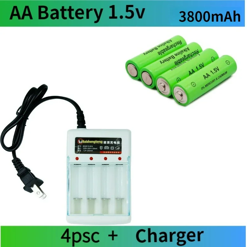 

New 3800 MAH rechargeable battery AA 1.5V 3800mah chargeable For Clock Toys Flashlight Remote Control Camera battery+charger