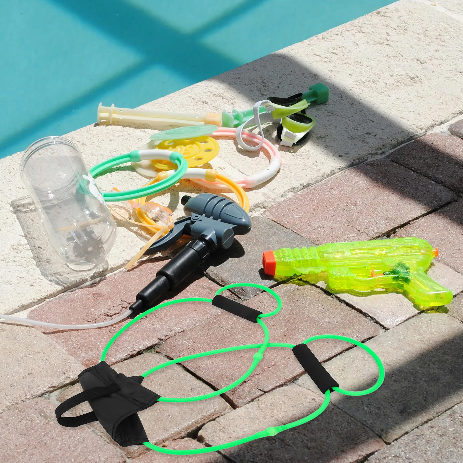 1.5미터 물풍선 발사기 그린 라인 야외 어린이용 여름 해변 파티 게임 풍선 슬링 놀이 가족 놀이기구