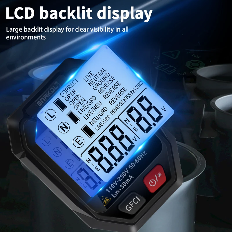 Digital Socket Tester Voltage RCD Test Socket Detector EU US UK Plug Ground Zero Line Polarity Phase Check Tools 3