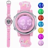 Beautiful Cute 3D Heart Rainbow Unicorn Girls Kids Children Silicone Waterproof Digital Sport Alarm Luminous Gifts Watches Clock 1