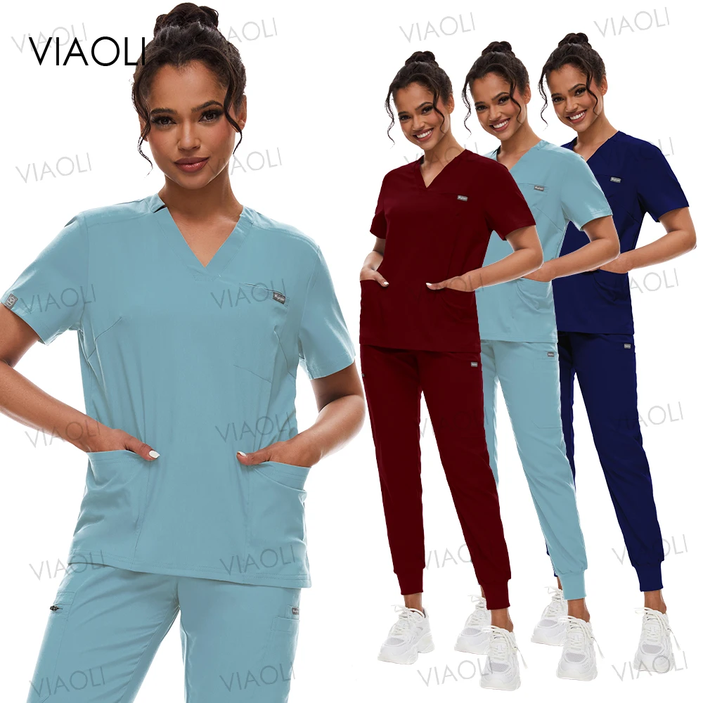 

New Wholesale Casual Hospital Doctor Nurse Uniform Nursing Surgery Uniform Jogger Suits Pharmacy Work Clothes Medical Scrubs Set