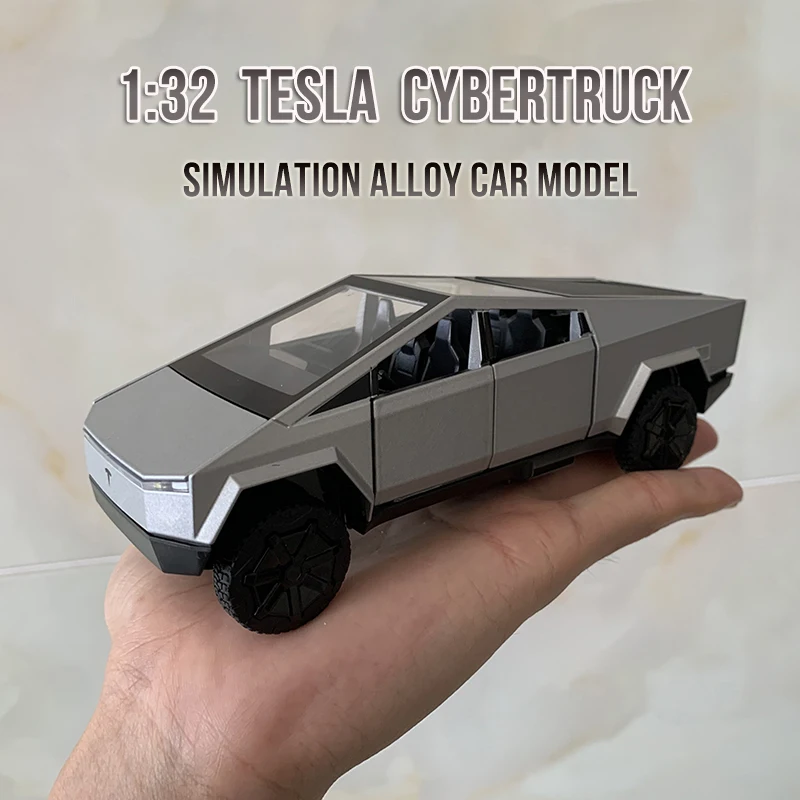 Модель автомобиля Tesla Cybertruck 1:32, Литые и игрушечные автомобили, игрушечные автомобили, пикап, детские игрушки для детей, рождественский подарок, игрушка для мальчика