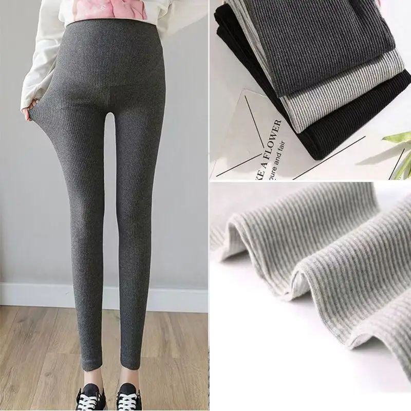 Low-Waist Across Design Maternity Solid Color Leggings Spring Skinny Pants Clothes For Pregnant Women Autumn Pregnancy Trousers 6