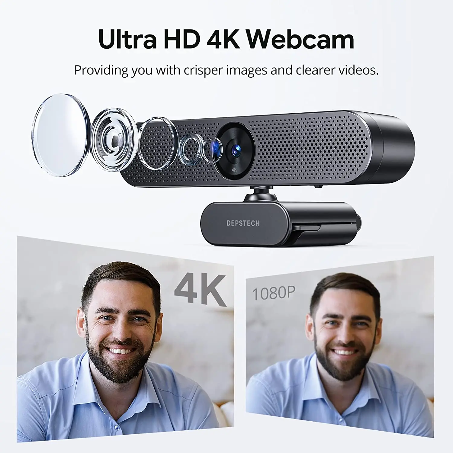 4K Webcam Auto Focus USB Web Camera Mics Remote Control for Zoom/OBS/Teams/PC/Mac/Laptop/Desktop