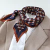 NEW Designer Pleated Square Imitated Silk Scarf For Women Floral Classy Chic Ladies Scarves Travel Neck Scarf Kerchief Bandana 6