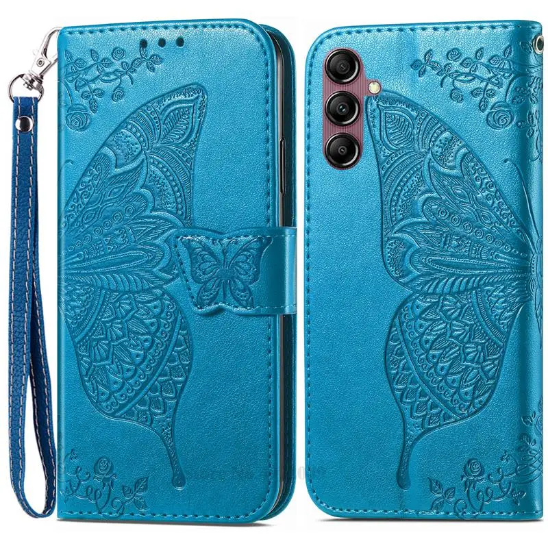 Embossed Butterfly Wallet Flip Case For Samsung Galaxy - sky case