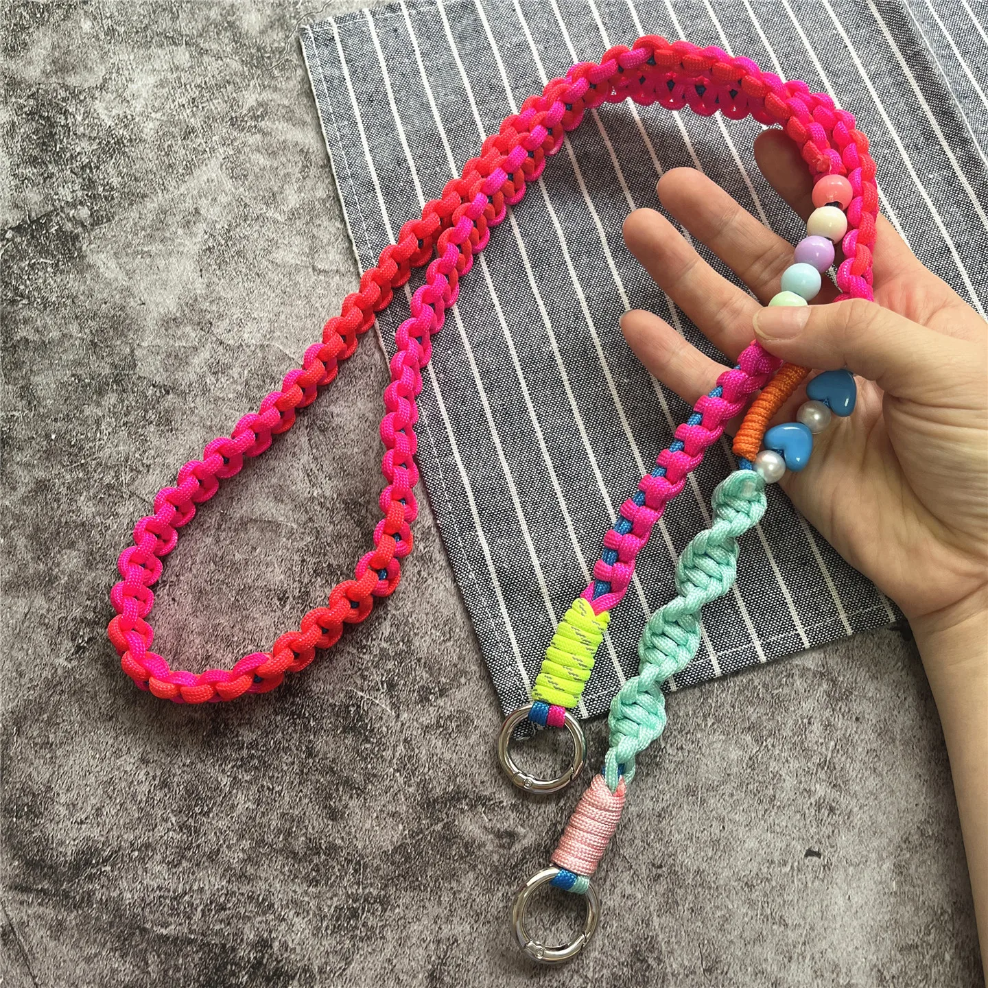 Luxurious Beaded Braided Crossbody Phone Strap with Premium Chain Details