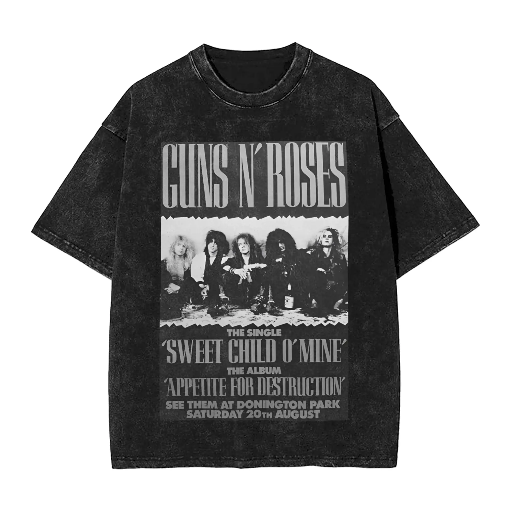 Vintage Guns N Roses Washed T-Shirts Streetwear Hip Hop Mode T-Shirt für Männer und Frauen 100% Baumwolle Harajuku Sommer