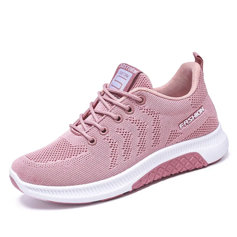 

YeddaMavis Pink Women Casual Shoes Fashion Breathable Walking Mesh Flat Shoes Women Sneakers Woman Tenis Feminino Female Shoes