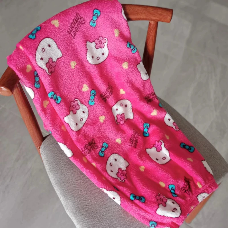 

Пижамные штаны Hello Kitty Sanrio, Женские Фланелевые домашние штаны, зимние теплые штаны для девочек Y2k, коралловые бархатные свободные брюки, тепл...