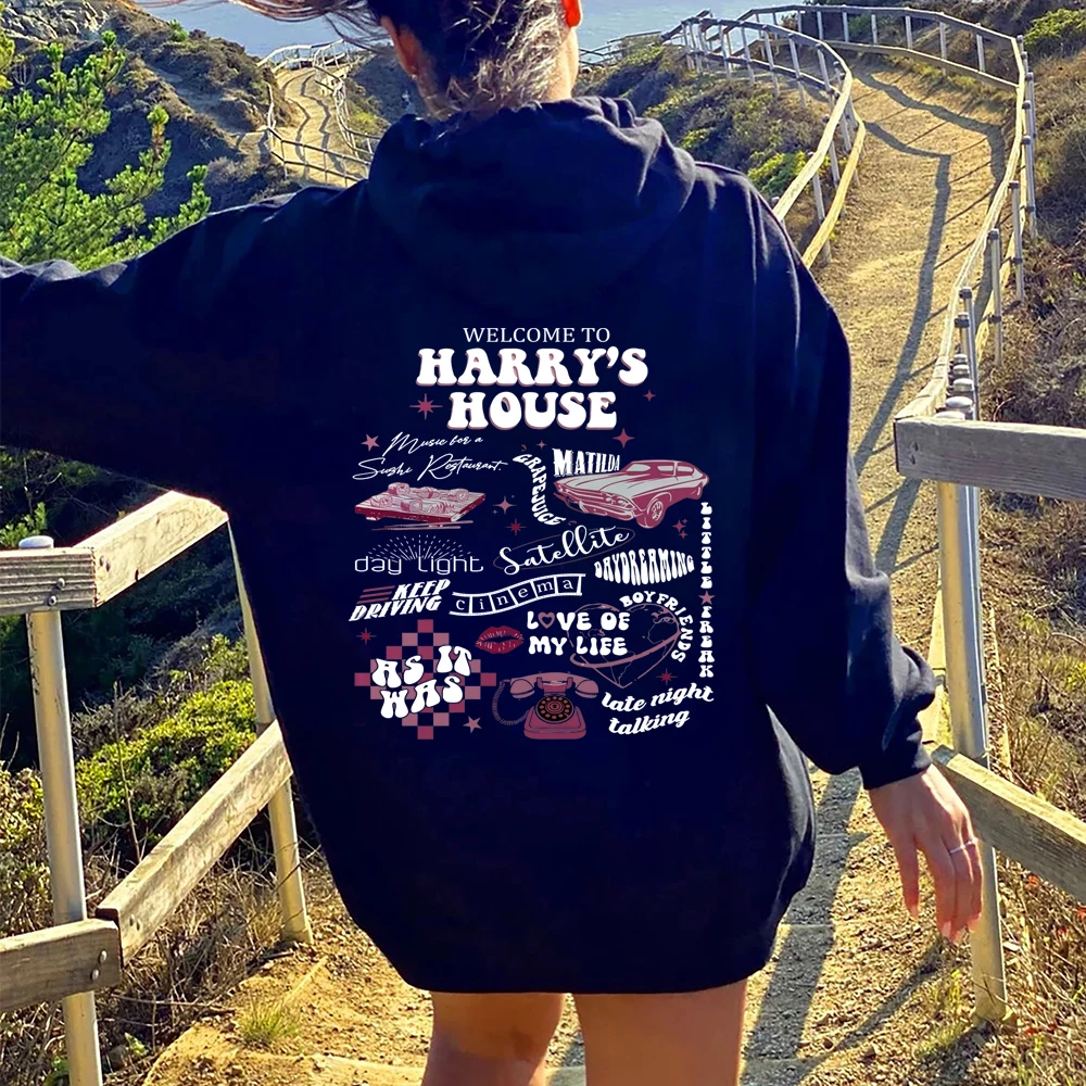 해리의 집에 오신 것을 환영합니다 까마귀 HS Love on Tour 후드 티셔츠 여성 Y2K 미적 풀오버 TPWK Kawaii Aesthetic Hooded