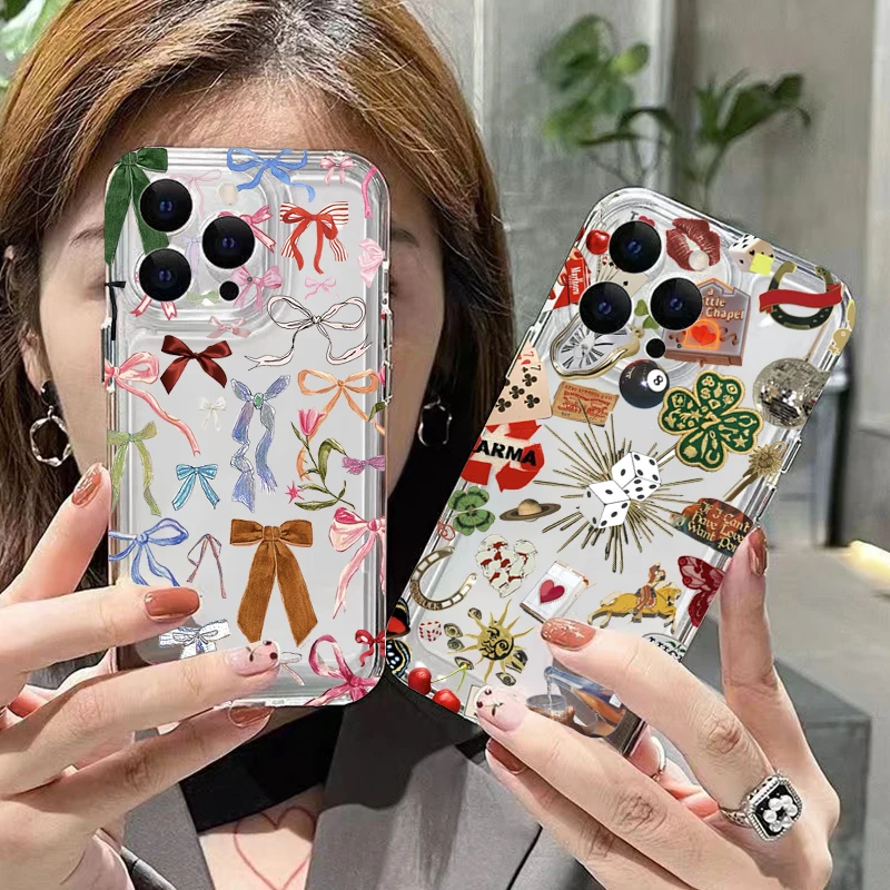 Bow Pattern Transparent Soft Phone Case - Stylish and Elegant Protection