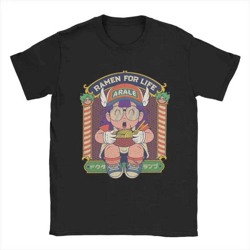 

Dr plump ramen for life Arale T shirt men's 100% cotton funny T-shirts crew neck anime tees short sleeve clothes gift idea