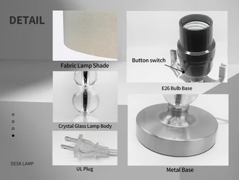 Modern Desk Lamp Set of Two - E26 Socket with Lamp Cap - Linen-Colored Lampshade - Suitable for Living Room, Bedroom and Bedside 5