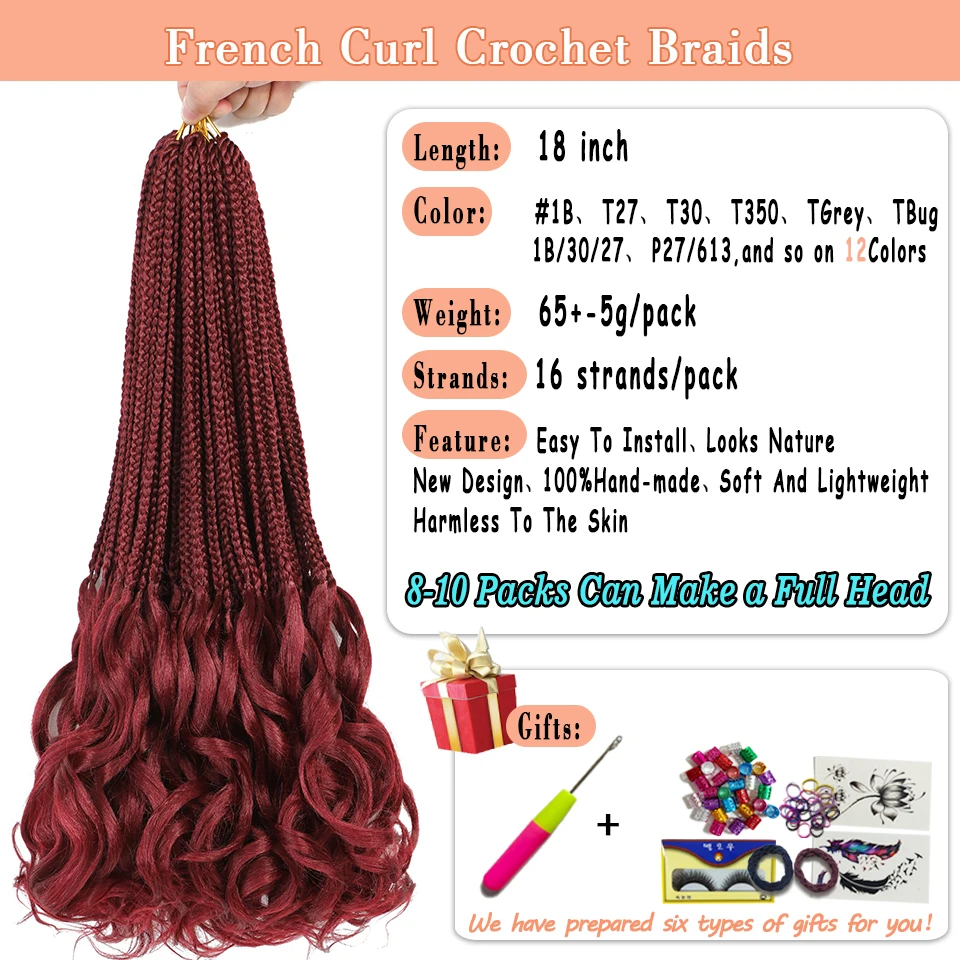French Curls Crochet Braids Hair 18 inch Pre Stretched Bouncy Braids Hair Loose Wavy Synthetic for Black Women