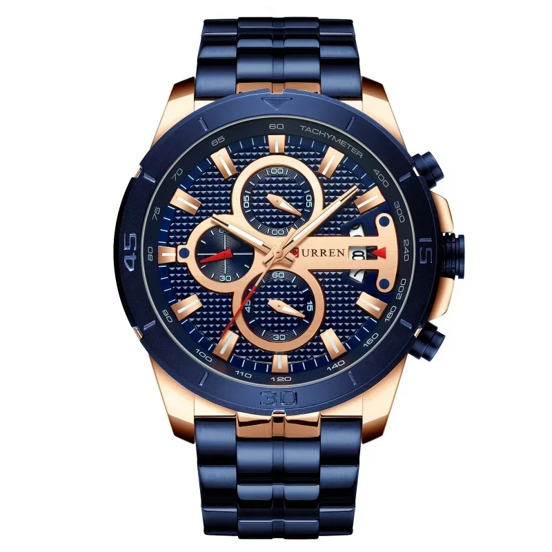 Curren New 8337 Men's Watch Six-needle Multi-function Quartz Calendar Watch Steel Belt Men's
