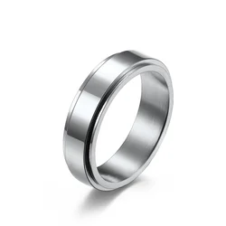 Elegant Black and Silver Fidget Spinner Ring - Stress - Reducing Jewelry Gift - 8 (Silver Color)