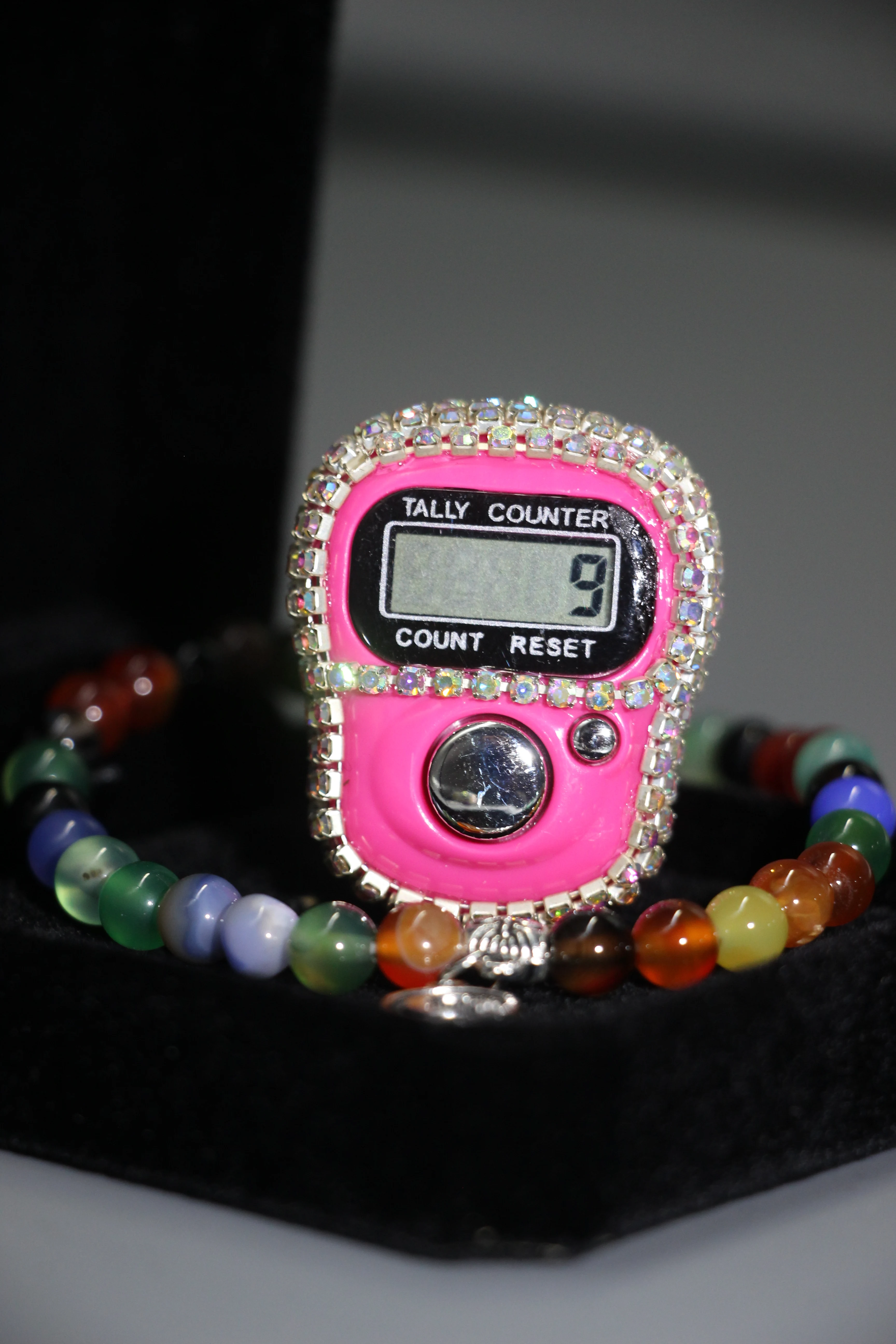 مجموعة سوار وسوار حلقي فاخر من العقيق، شاشة رقمية إلكترونية مكونة من 33 خرزة لصلاة المسلمين، صندوق هدايا أنيق