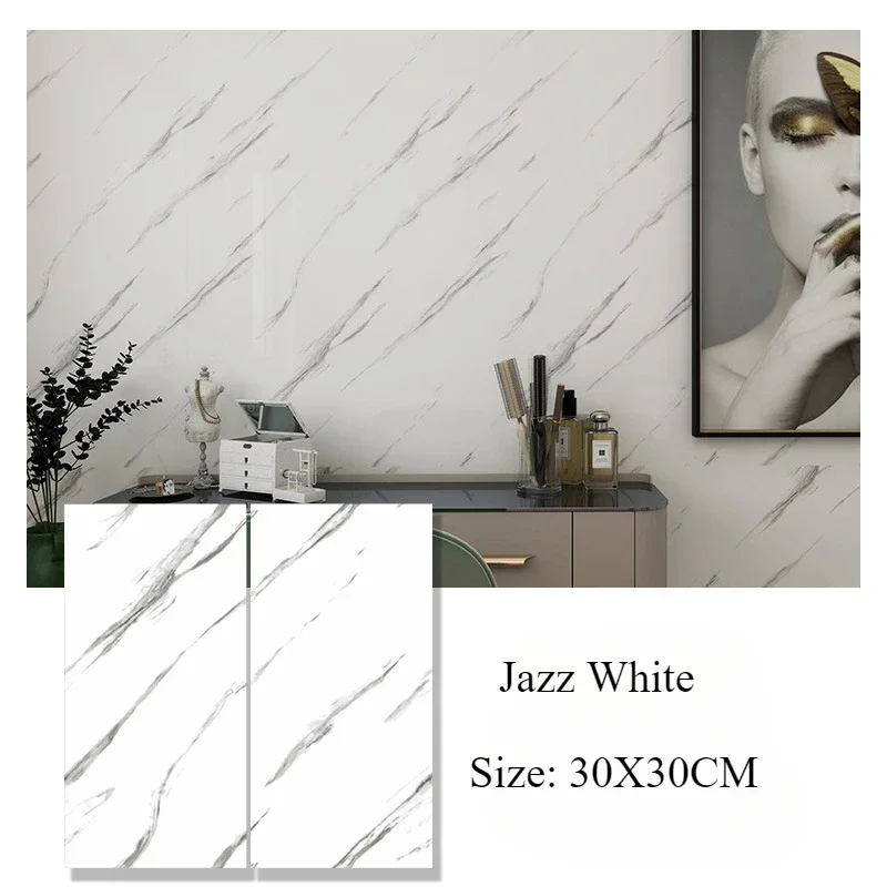 Pegatinas de pared de imitación de mármol de PVC de 30 x 30 cm, autoadhesivas, impermeables, para decoración de baño y sala de estar