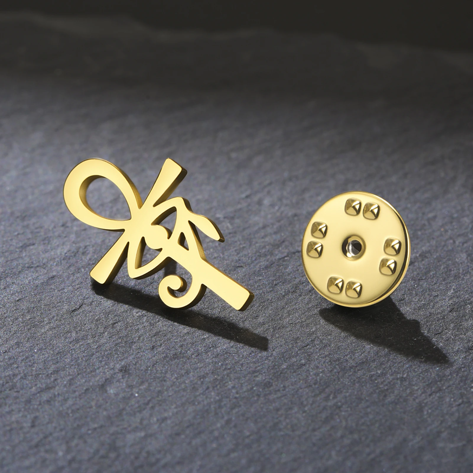 Sipuris Egyptian Cross Brooch For Women Men Stainless Steel Vintage Eye of Horus Brooch Pin Badge Jewelry Party Gifts Wholesale - Image 4