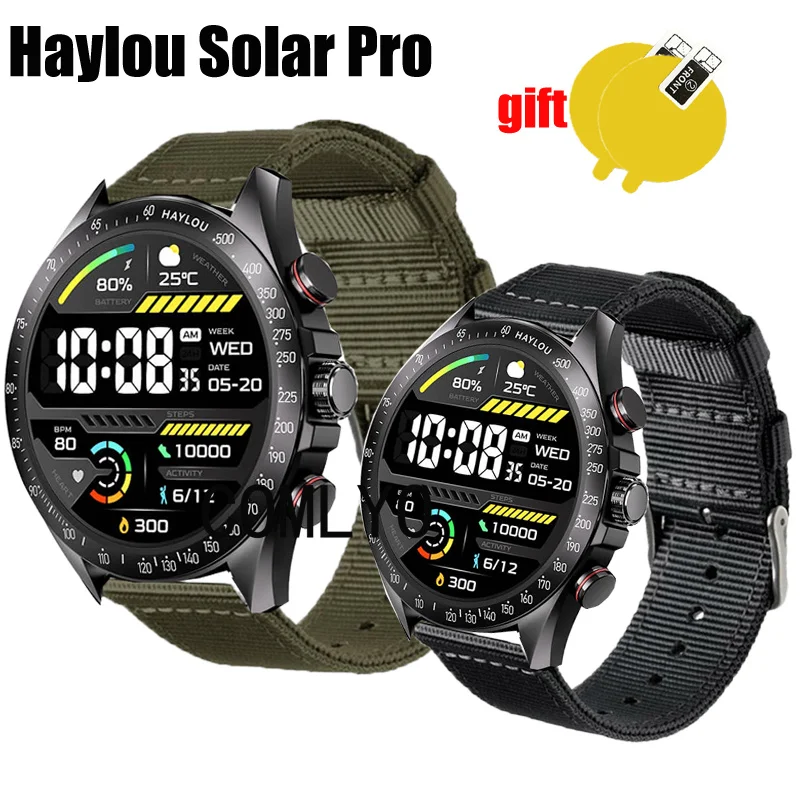 

3 в 1 браслет для Lou haysolar Pro ремешок для смарт-часов нейлоновый ремешок Canva защита экрана